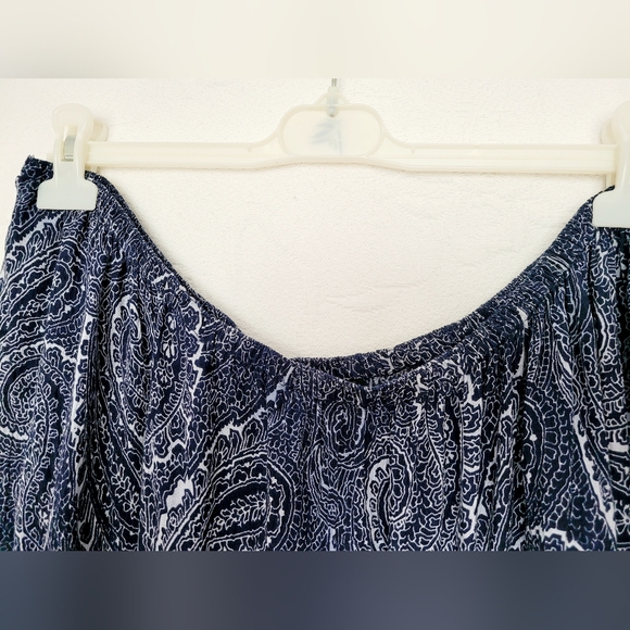 Roz&Ali Women's Plus Size 100%Rayon Maxi Skirt Crinkle Ruffle Pull On Blue 2X - Picture 9 of 12